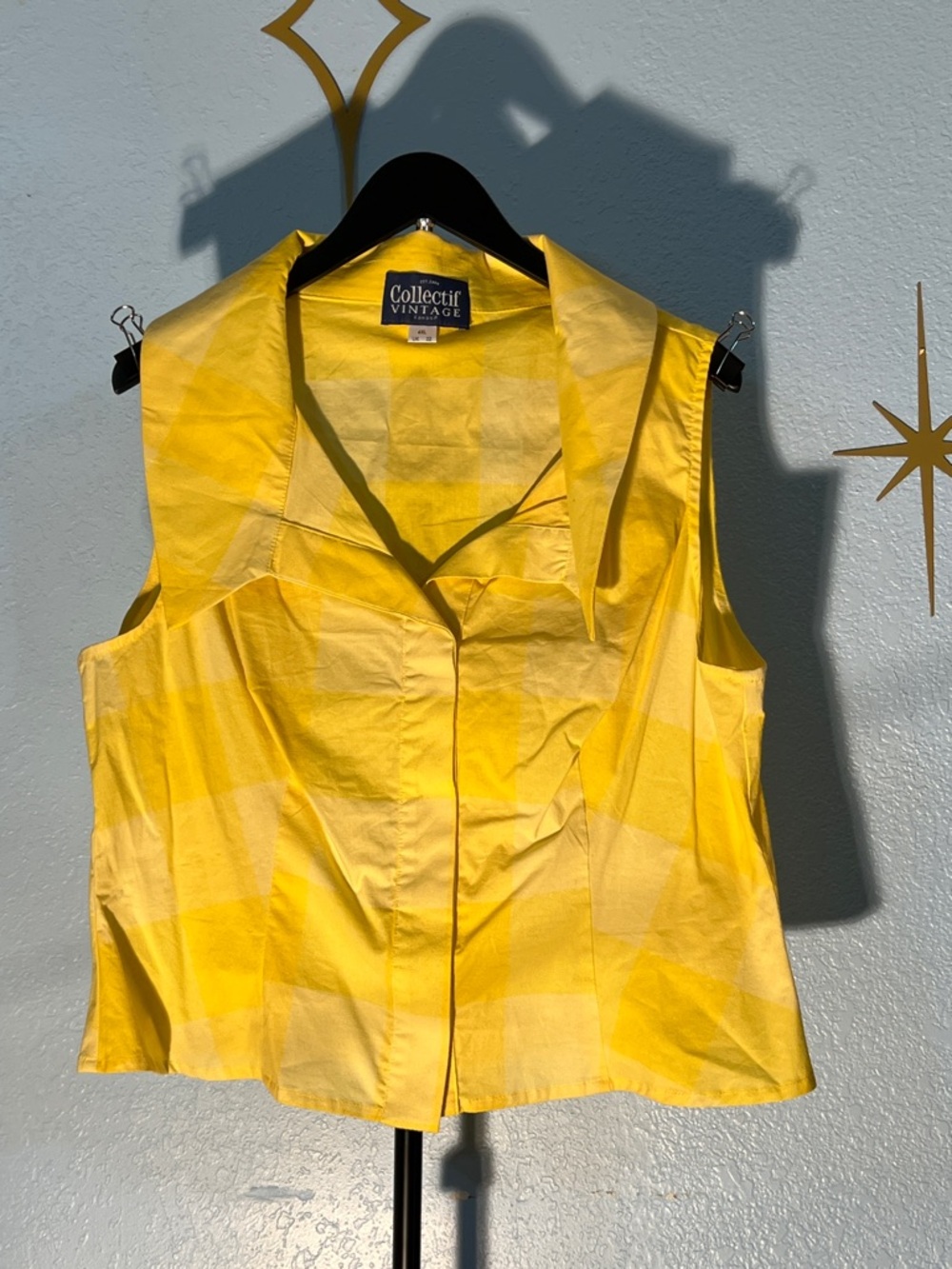 Collectif Bright Yellow Sleeveless Collared Button-Front Top